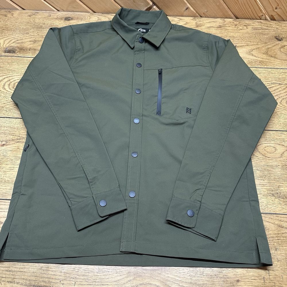 Zyia Active Men's M Olive Green Teton Crest Trail Shirt LS W/ Snaps NWT MSRP $98